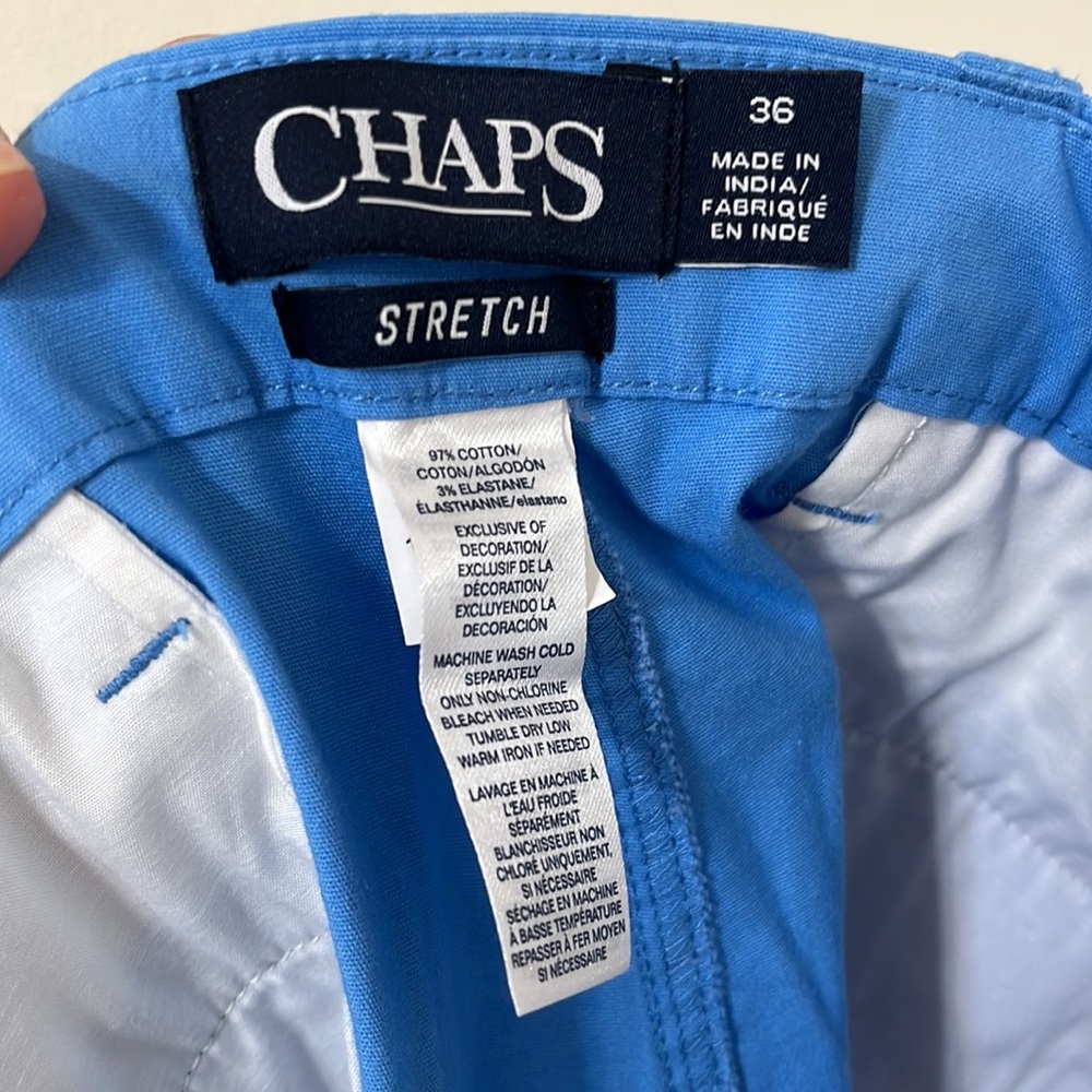 NEW Chaps Stretch Bermuda 10" Twill Flat Front Blue Shorts Size 36 - Picture 7 of 7